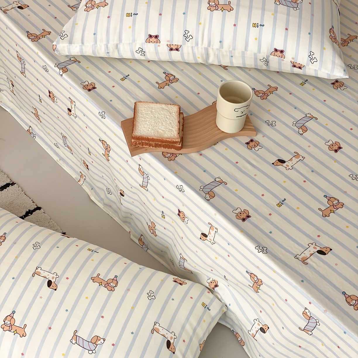 91家纺网 家纺一手货源 找家纺 8小时家纺 2025新款40s天然肌理双层纱单品枕套 腊肠狗