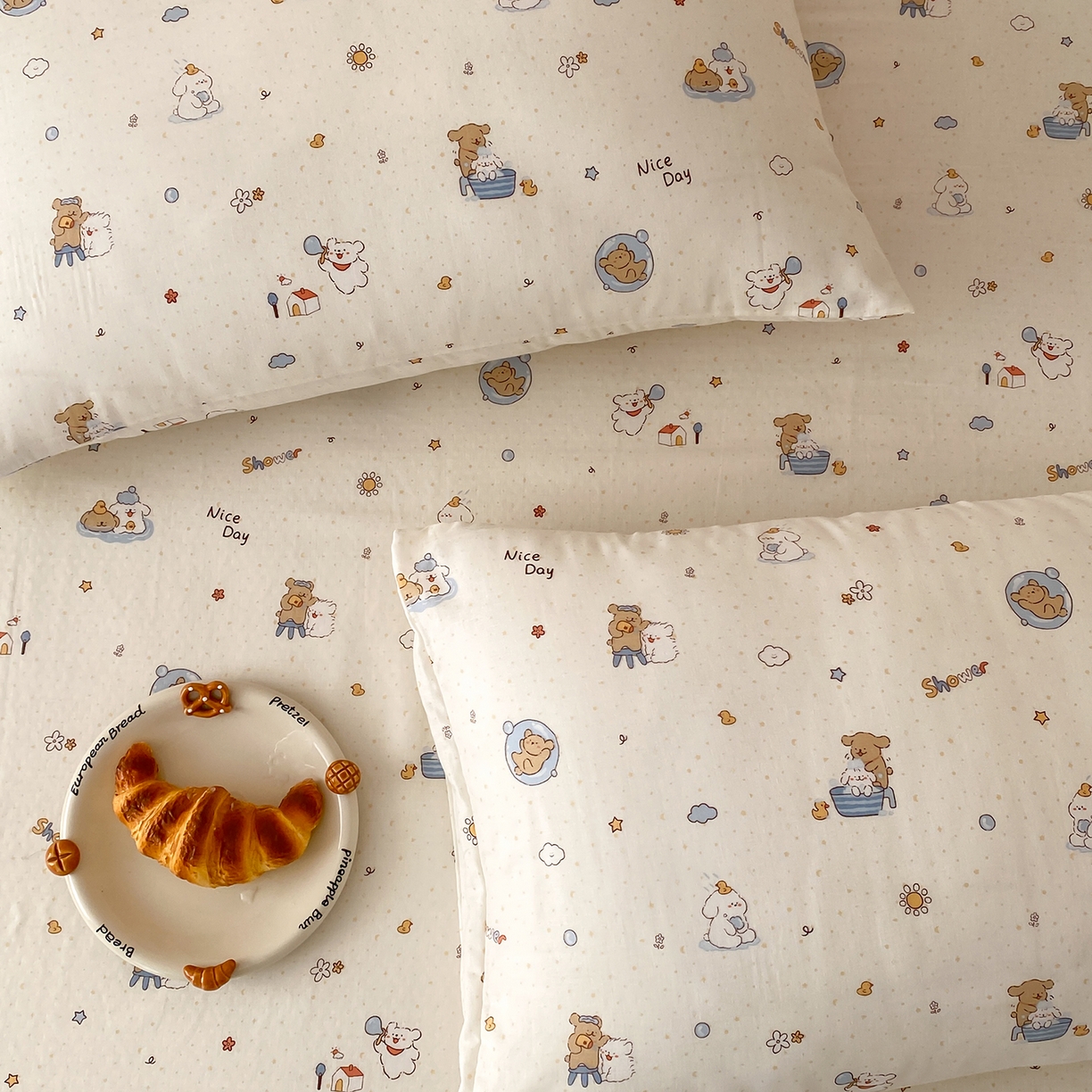 91家纺网 家纺一手货源 找家纺 8小时家纺 2025新款40s天然肌理双层纱单品枕套 泡泡布丁