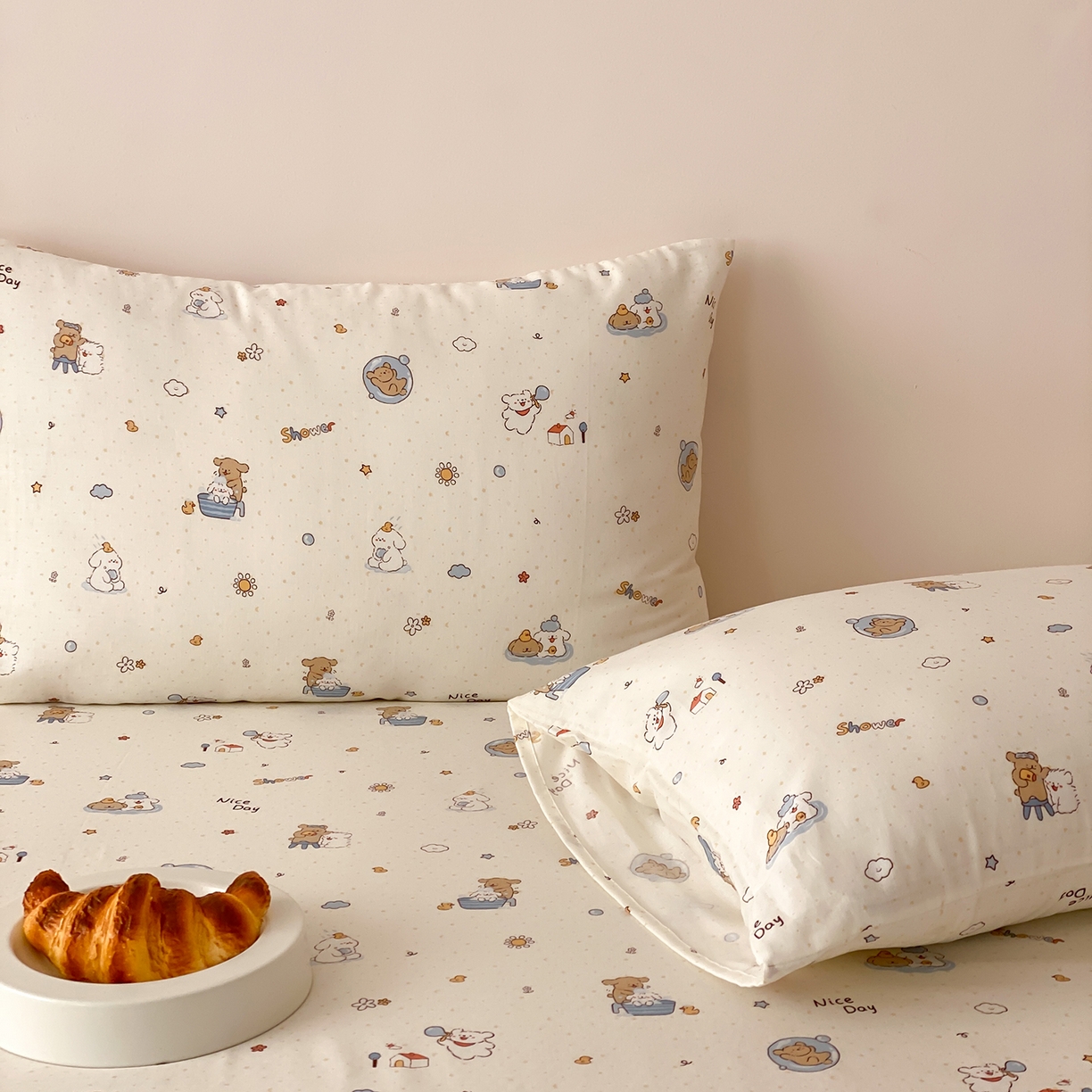 91家纺网 家纺一手货源 找家纺 8小时家纺 2025新款40s天然肌理双层纱单品枕套 泡泡布丁