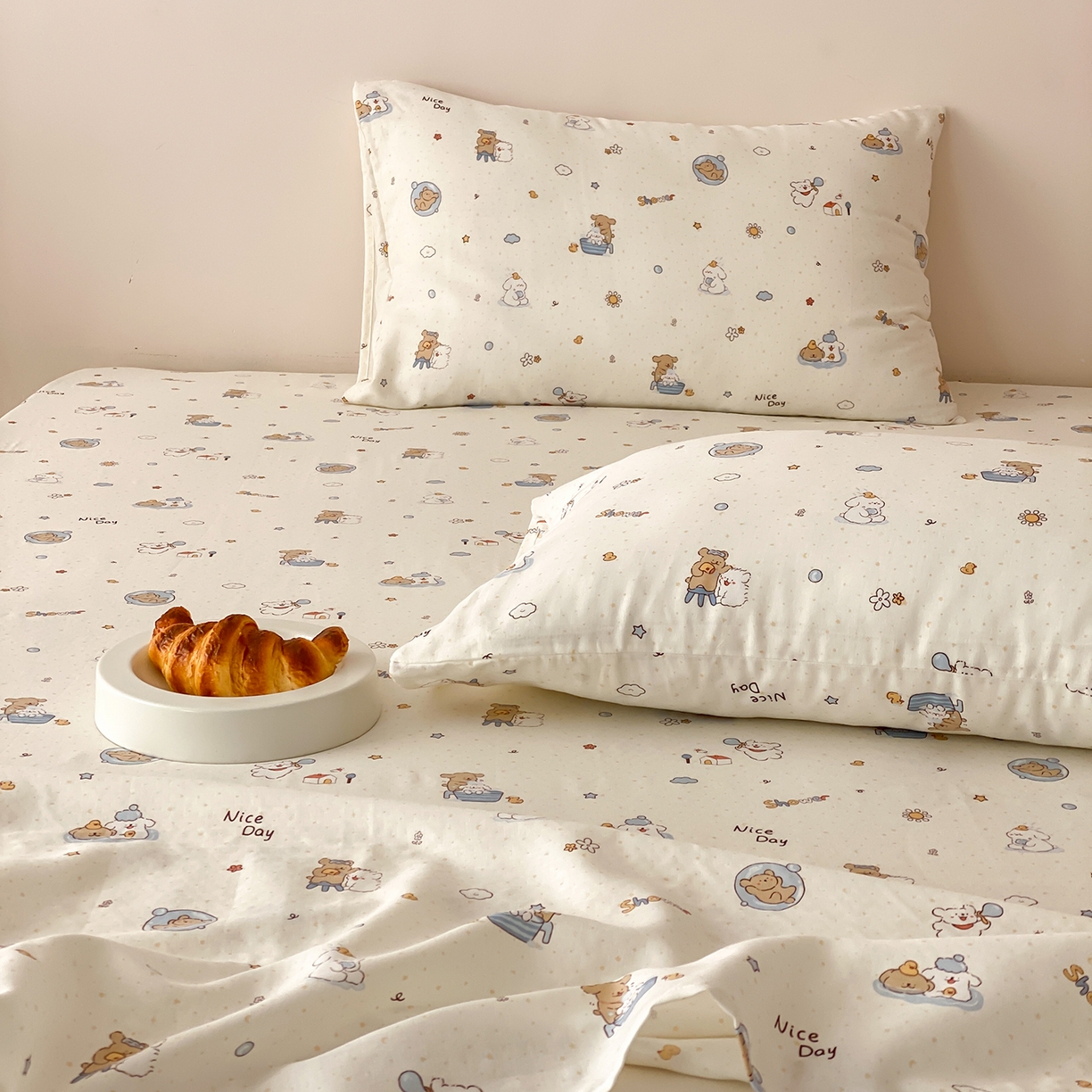 91家纺网 家纺一手货源 找家纺 8小时家纺 2025新款40s天然肌理双层纱单品枕套 泡泡布丁