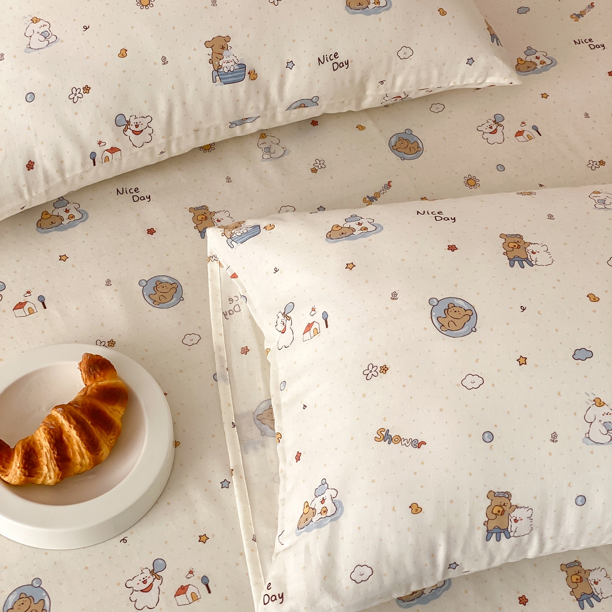 91家纺网 家纺一手货源 找家纺 8小时家纺 2025新款40s天然肌理双层纱单品枕套 泡泡布丁