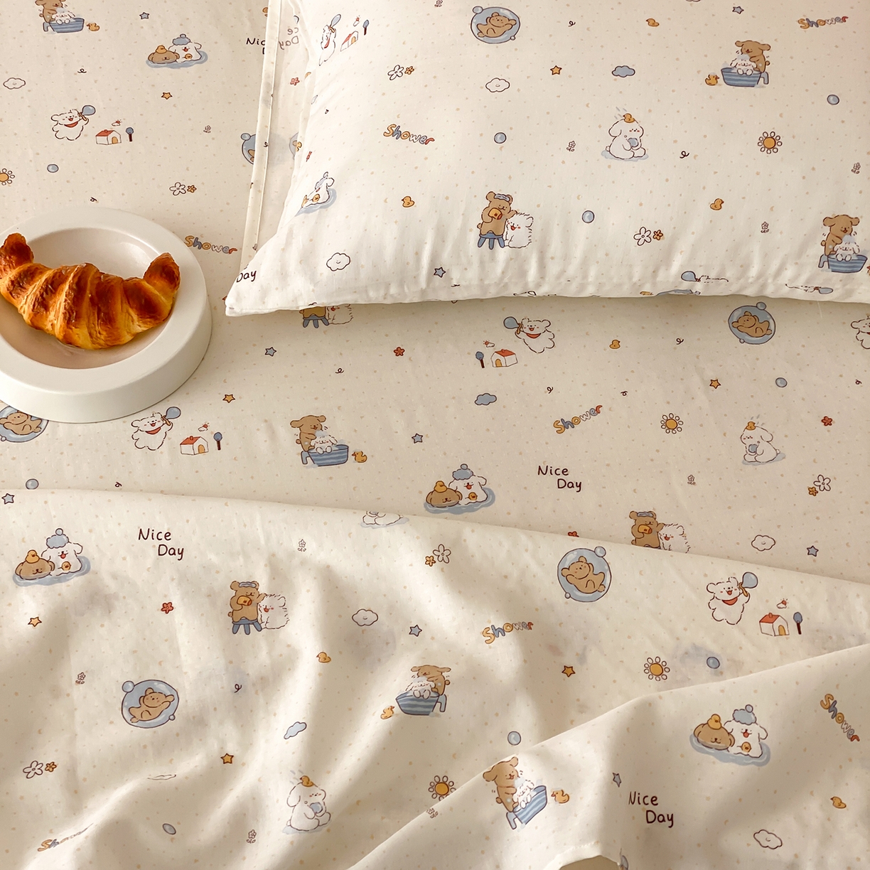 91家纺网 家纺一手货源 找家纺 8小时家纺 2025新款40s天然肌理双层纱单品枕套 泡泡布丁