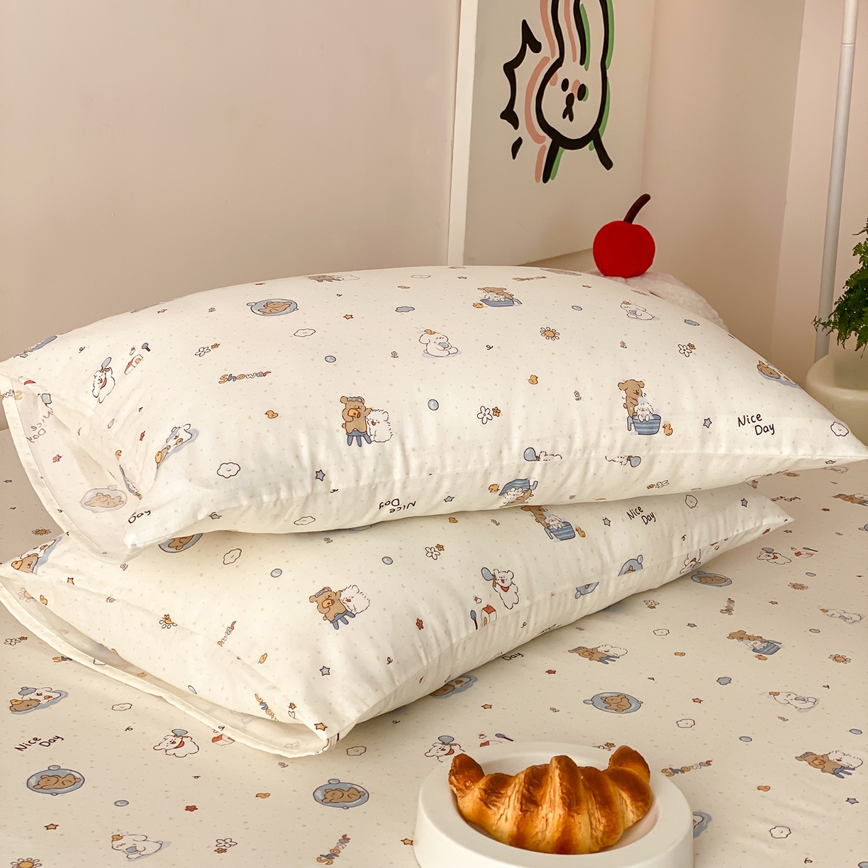 91家纺网 家纺一手货源 找家纺 8小时家纺 2025新款40s天然肌理双层纱单品枕套 泡泡布丁