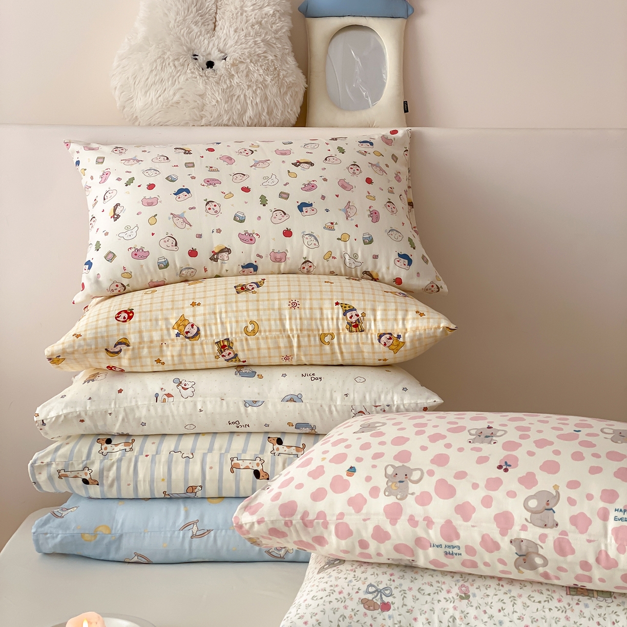 91家纺网 家纺一手货源 找家纺 8小时家纺 2025新款40s天然肌理双层纱单品枕套 组合图仅供参考