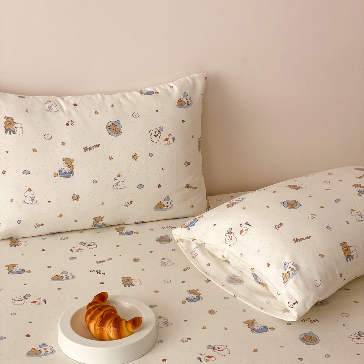 91家纺网 家纺一手货源 找家纺 8小时家纺 2025新款40s天然肌理双层纱单品枕套 泡泡布丁