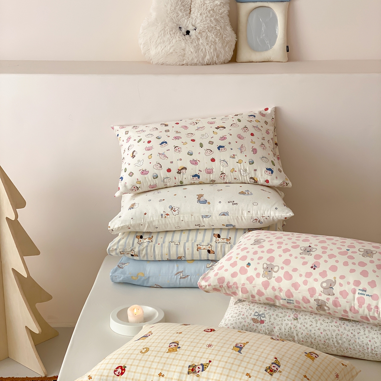 91家纺网 家纺一手货源 找家纺 8小时家纺 2025新款40s天然肌理双层纱单品枕套 组合图仅供参考