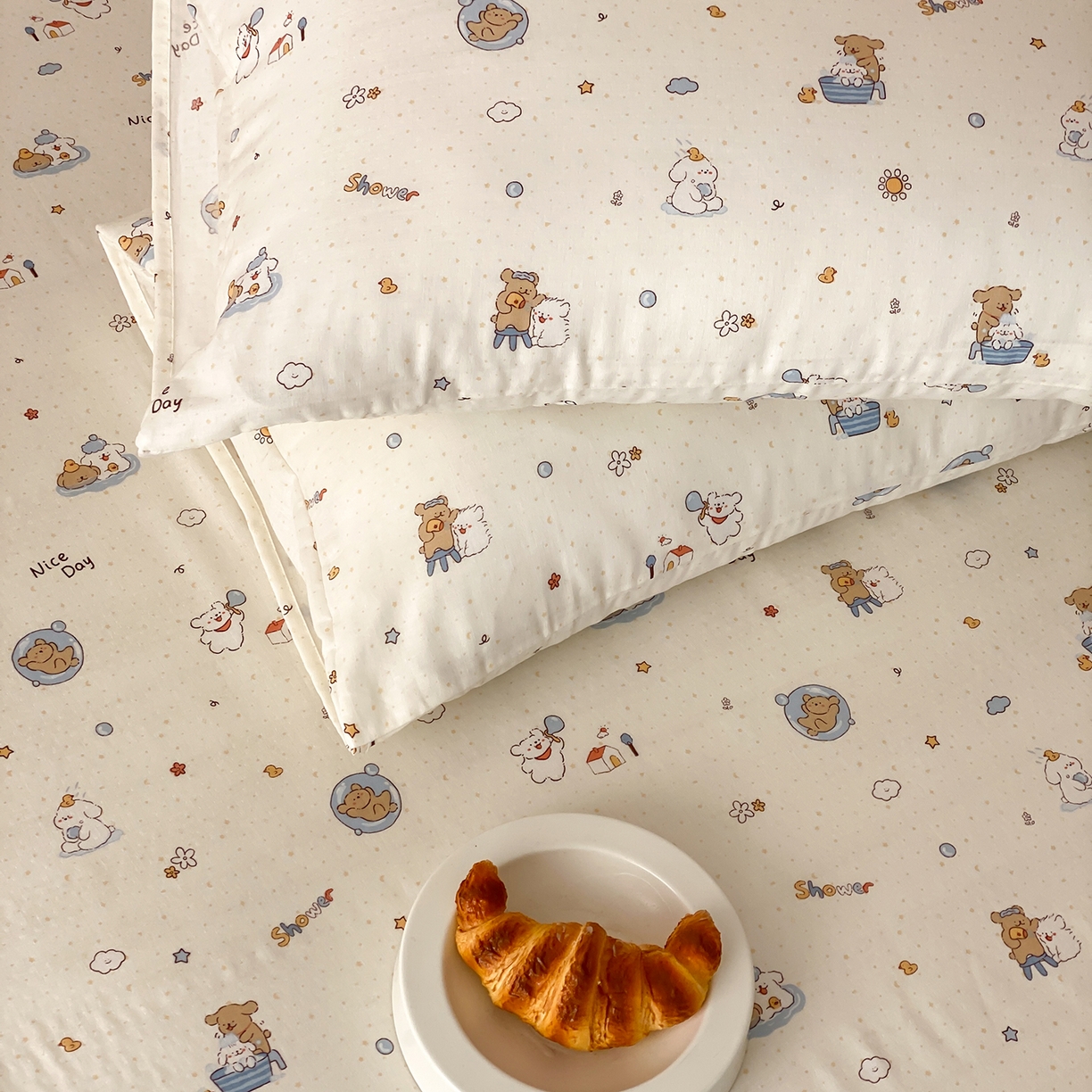 91家纺网 家纺一手货源 找家纺 8小时家纺 2025新款40s天然肌理双层纱单品枕套 泡泡布丁