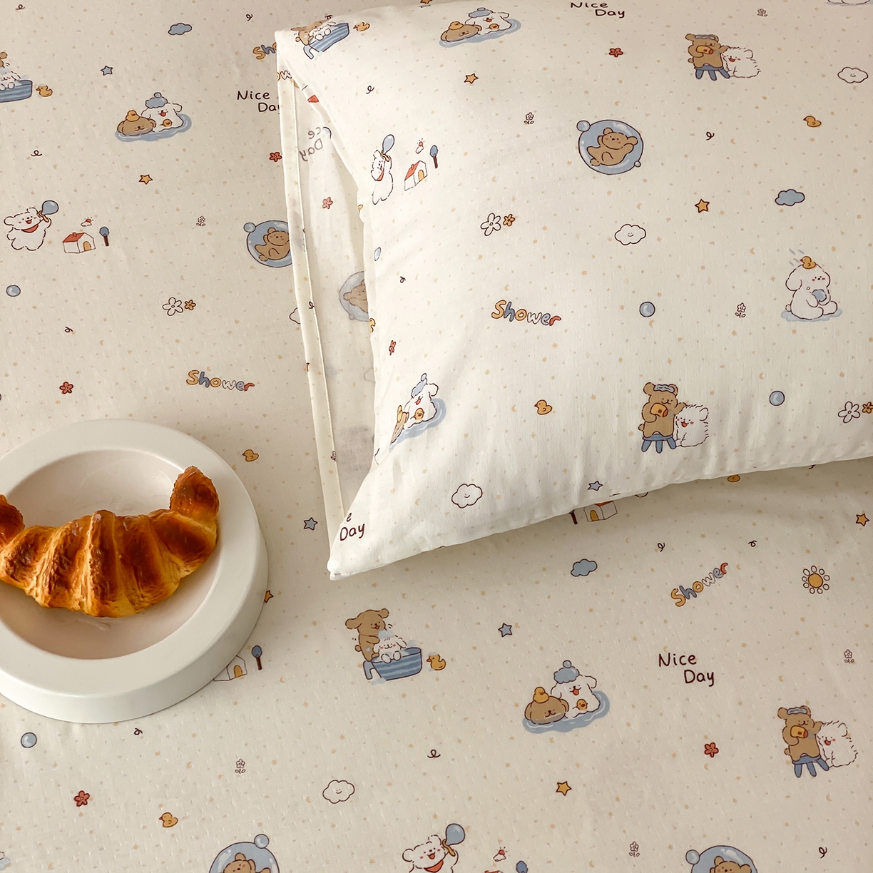 91家纺网 家纺一手货源 找家纺 8小时家纺 2025新款40s天然肌理双层纱单品枕套 泡泡布丁