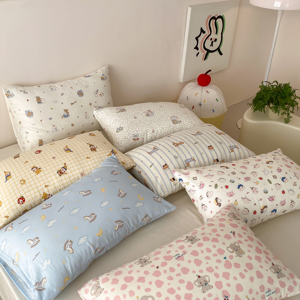 91家纺网 家纺一手货源 找家纺 8小时家纺 2025新款40s天然肌理双层纱单品枕套 组合图仅供参考