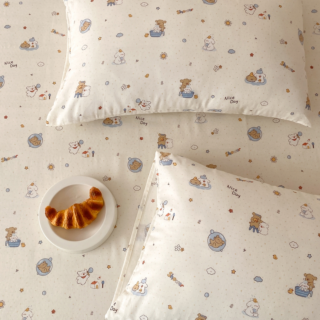 91家纺网 家纺一手货源 找家纺 8小时家纺 2025新款40s天然肌理双层纱单品枕套 泡泡布丁