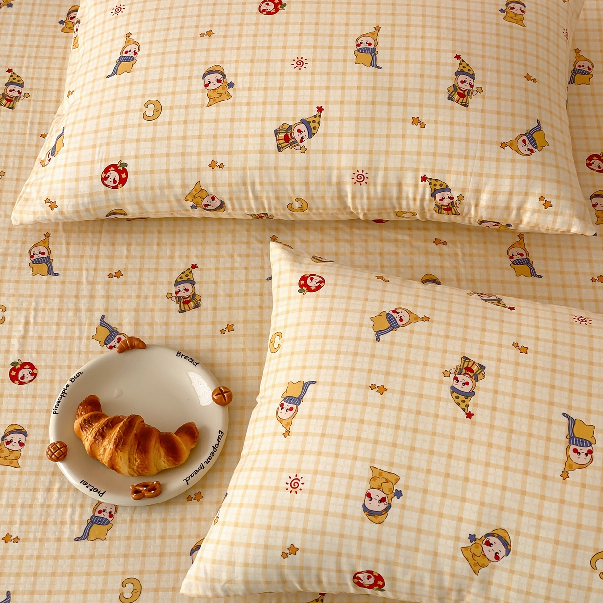 91家纺网 家纺一手货源 找家纺 8小时家纺 2025新款40s天然肌理双层纱单品枕套 星星人