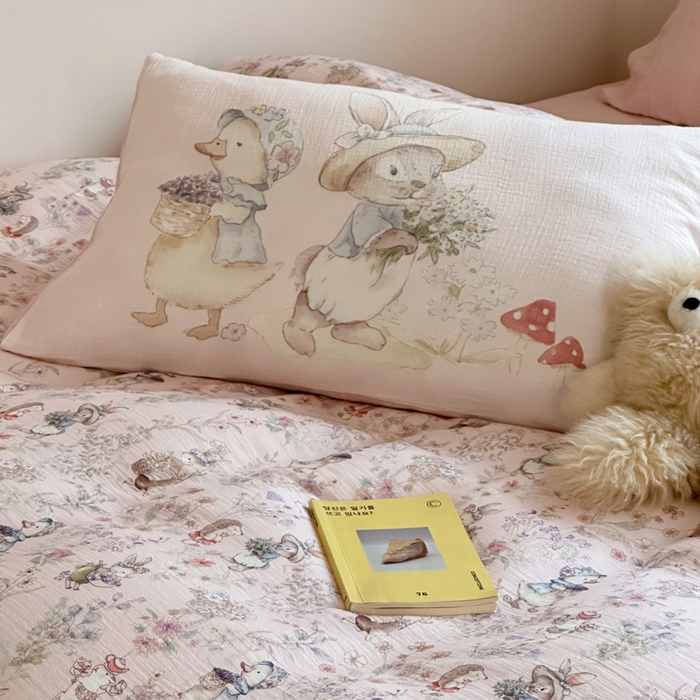 91家纺网 家纺一手货源 找家纺 （总）咏绒家纺工厂店 2025新款全棉皱皱纱大版卡通数码印花款四件套