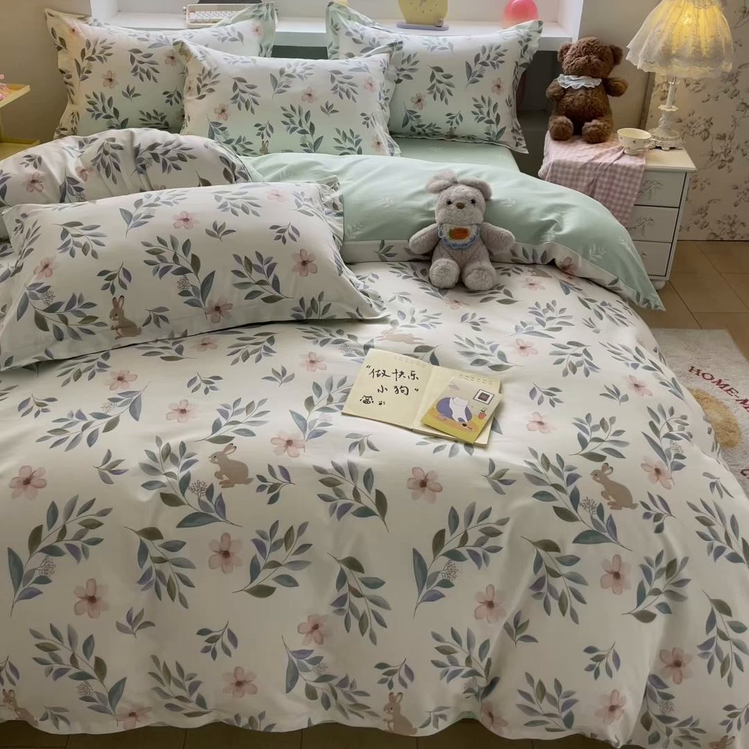 91家纺网 家纺一手货源 找家纺 帛美家纺 2025新款纯棉全棉印花四件套 轻纱漫舞