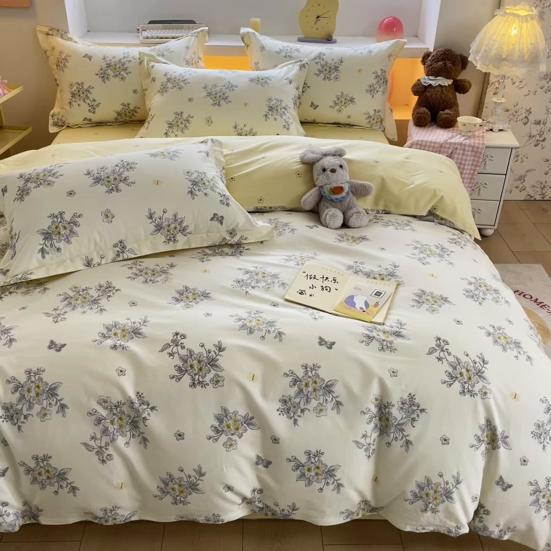 91家纺网 家纺一手货源 找家纺 帛美家纺 2025新款纯棉全棉印花四件套 清香四溢