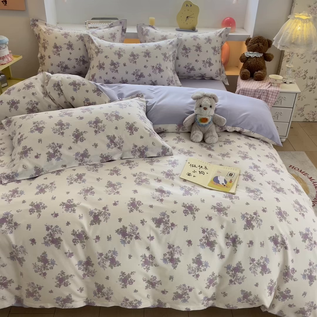 91家纺网 家纺一手货源 找家纺 帛美家纺 2025新款纯棉全棉印花四件套 禾春序