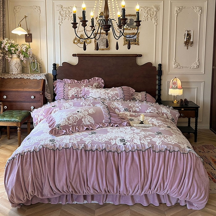 91家纺网 家纺一手货源 找家纺 （总）网红馆（ck家纺） 2025新款高克重牛奶绒单床裙 床裙单件卡妮娜系列