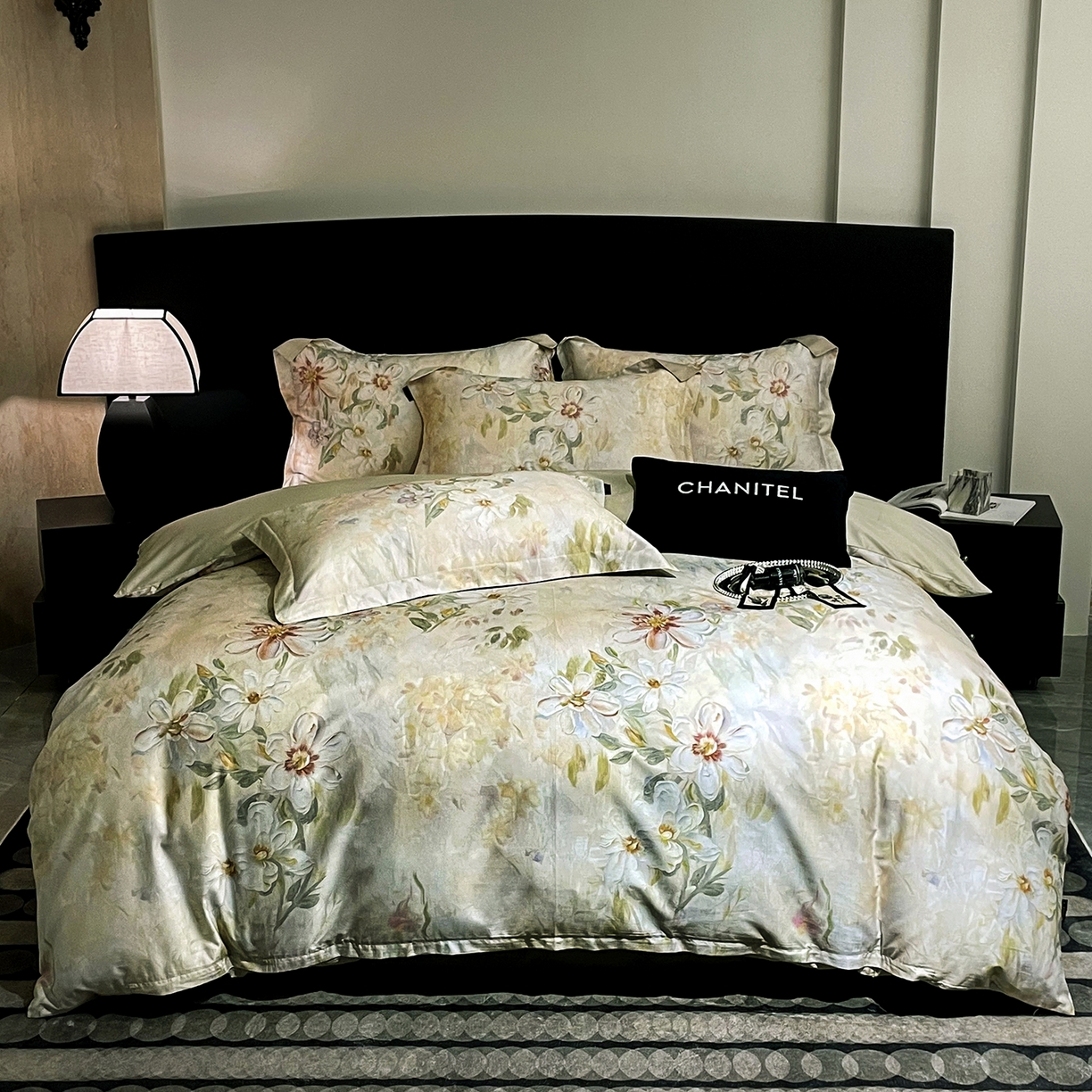 大渔生活 2025新款贡缎长绒棉高品数码印花四件套 花锦奢眠