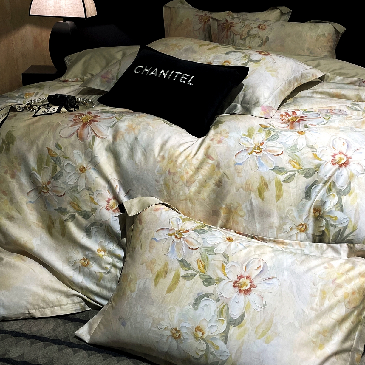 91家纺网 家纺一手货源 找家纺 大渔生活 2025新款贡缎长绒棉高品数码印花四件套 花锦奢眠