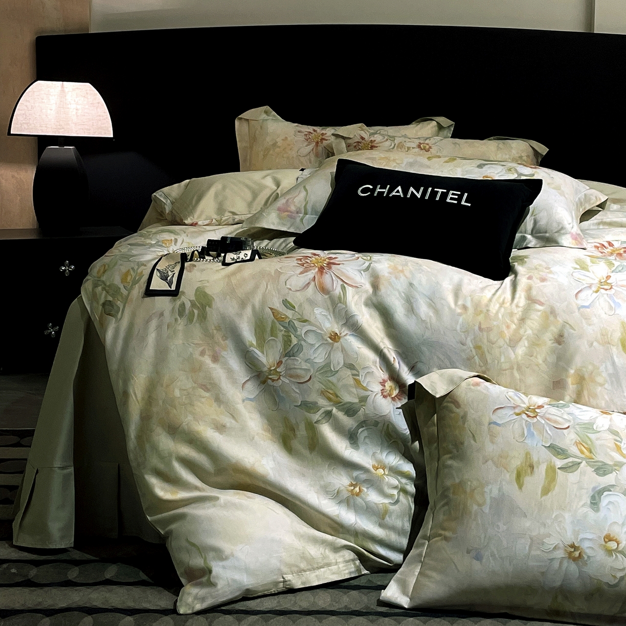 91家纺网 家纺一手货源 找家纺 大渔生活 2025新款贡缎长绒棉高品数码印花四件套 花锦奢眠