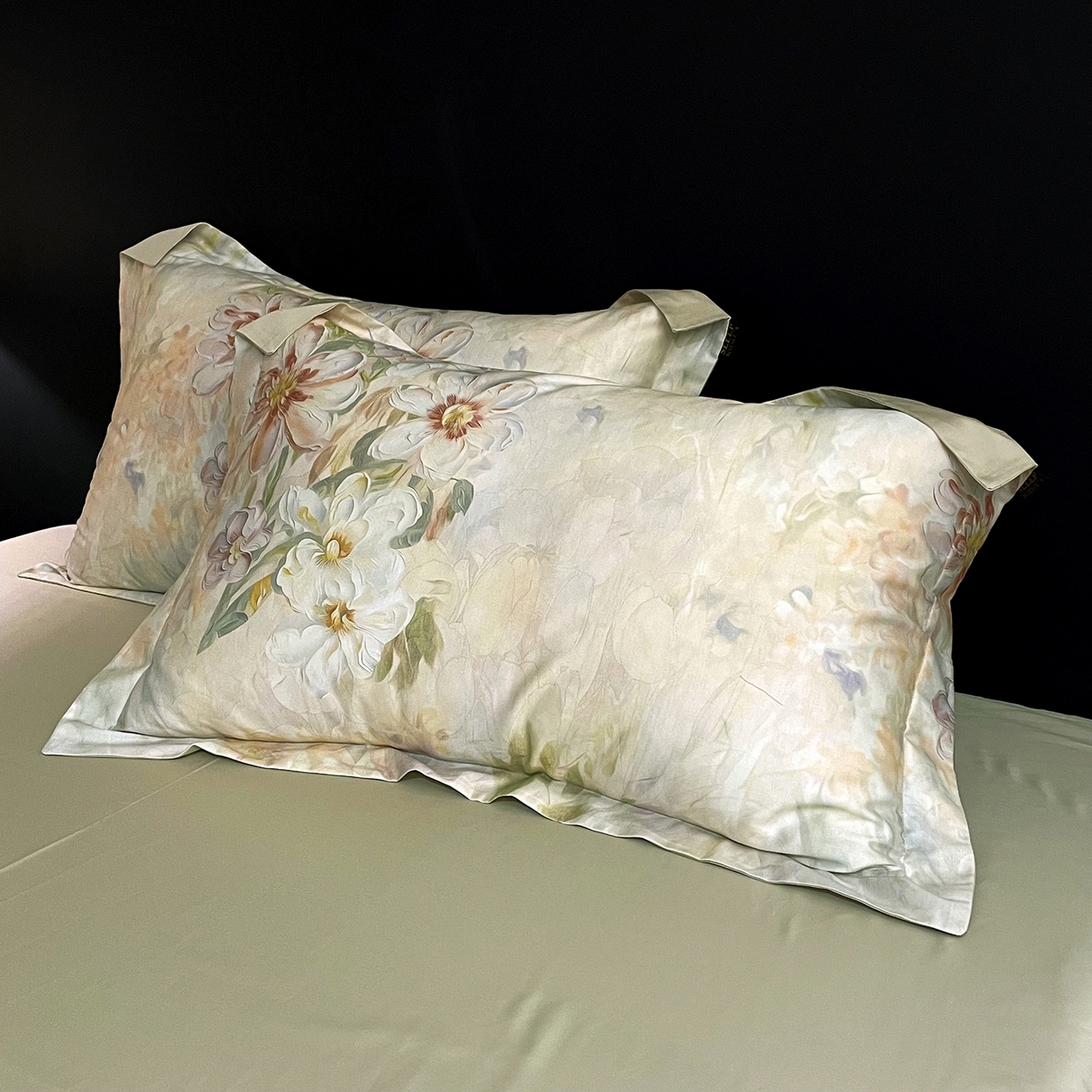 91家纺网 家纺一手货源 找家纺 大渔生活 2025新款贡缎长绒棉高品数码印花四件套 花锦奢眠