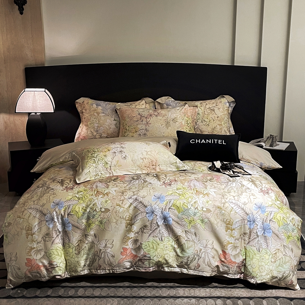 大渔生活 2025新款贡缎长绒棉高品数码印花四件套 花屿织叶