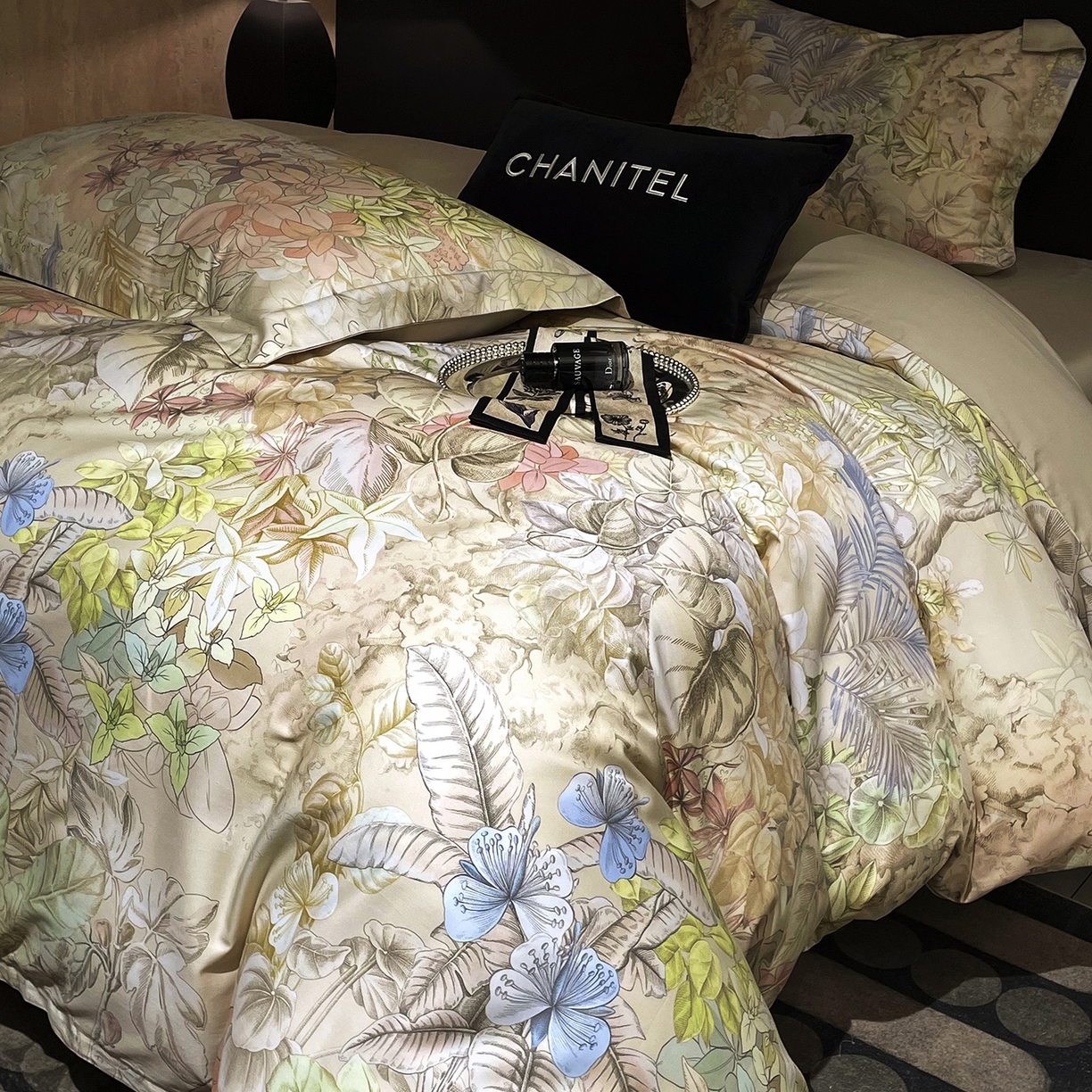 91家纺网 家纺一手货源 找家纺 大渔生活 2025新款贡缎长绒棉高品数码印花四件套 花屿织叶