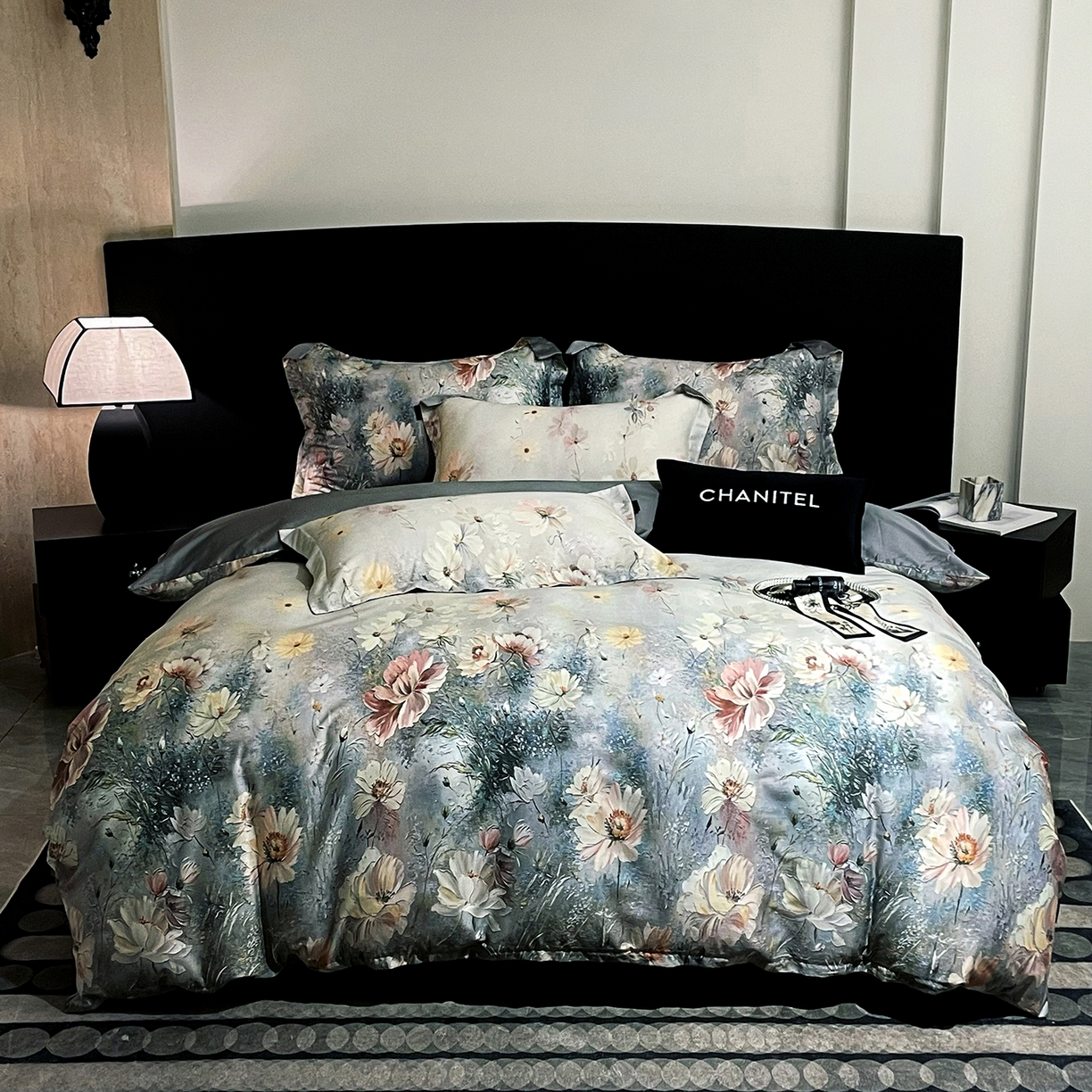 大渔生活 2025新款贡缎长绒棉高品数码印花四件套 清梦花漪