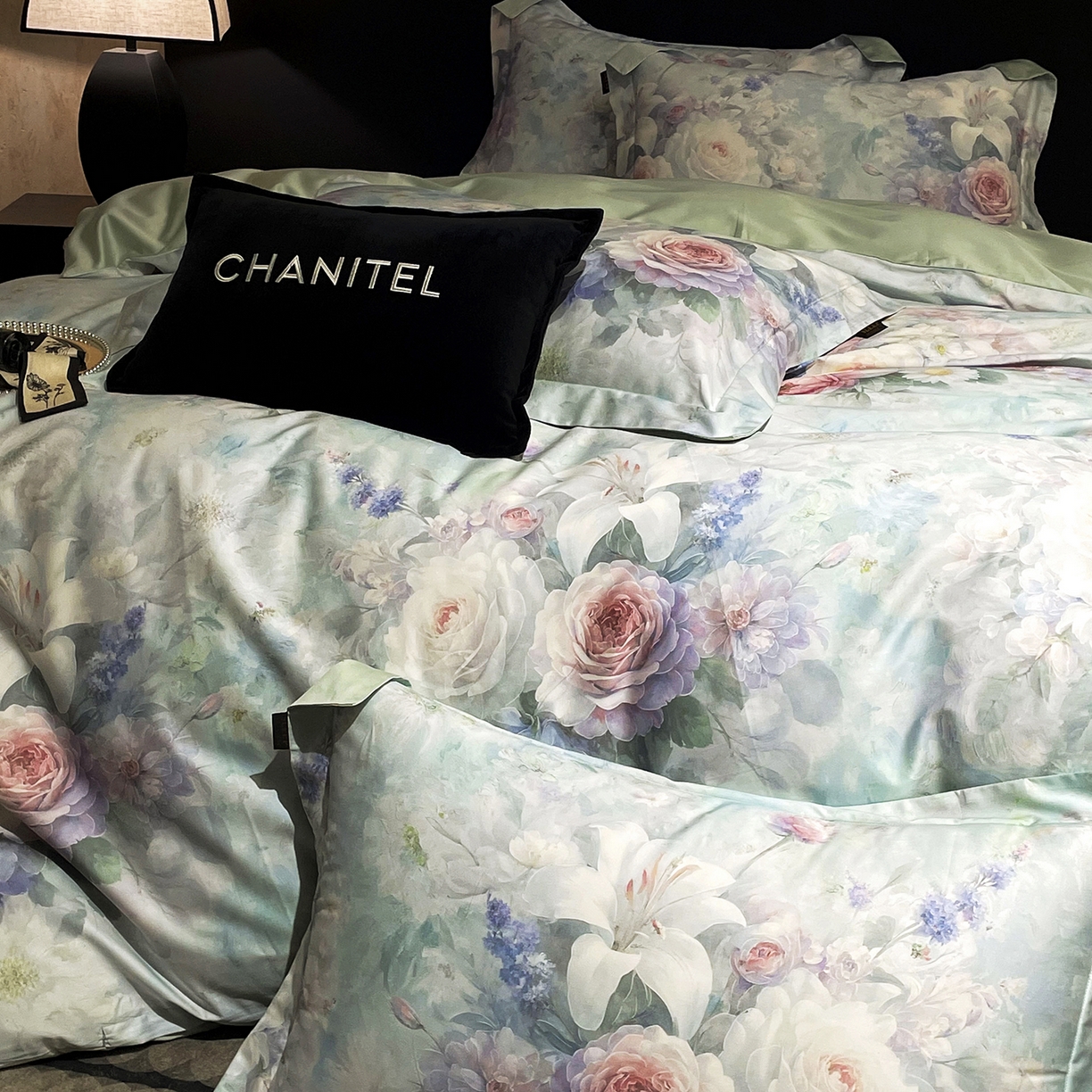 91家纺网 家纺一手货源 找家纺 大渔生活 2025新款贡缎长绒棉高品数码印花四件套 清柔花镜