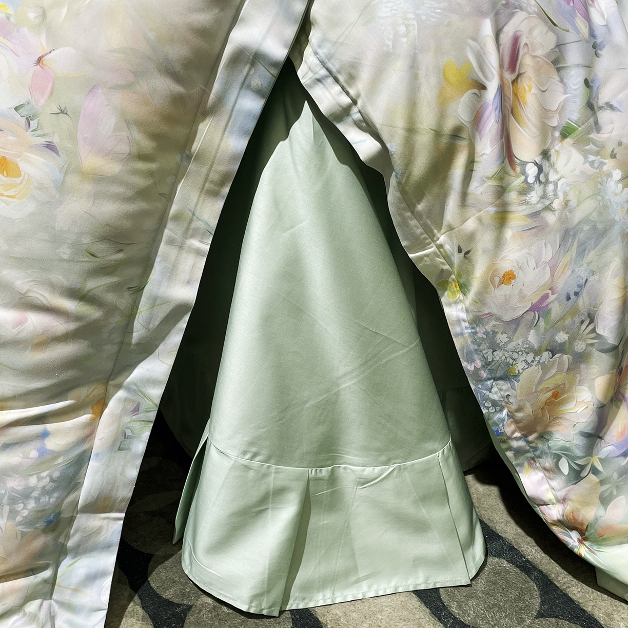 91家纺网 家纺一手货源 找家纺 大渔生活 2025新款贡缎长绒棉高品数码印花四件套 柔菌栀恋