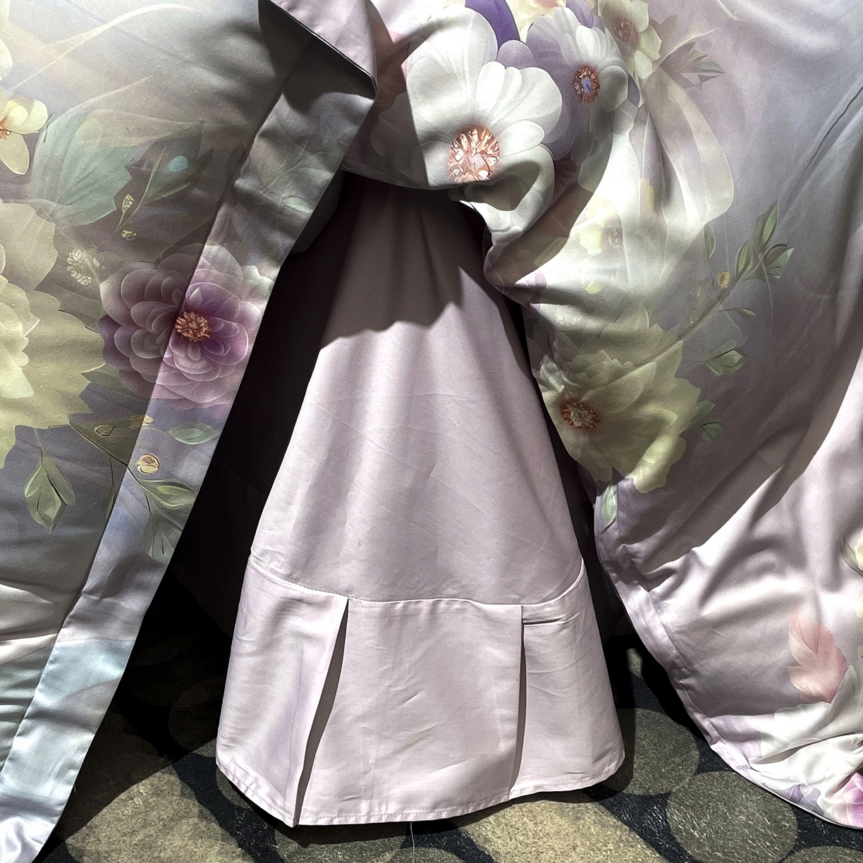 91家纺网 家纺一手货源 找家纺 大渔生活 2025新款贡缎长绒棉高品数码印花四件套 紫绫花梦