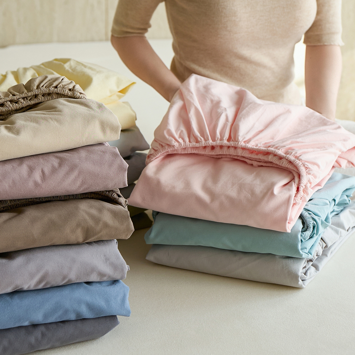 91家纺网 家纺一手货源 找家纺 （总）轩和家居 2025新款全棉高支旧感砂洗长绒棉单床笠