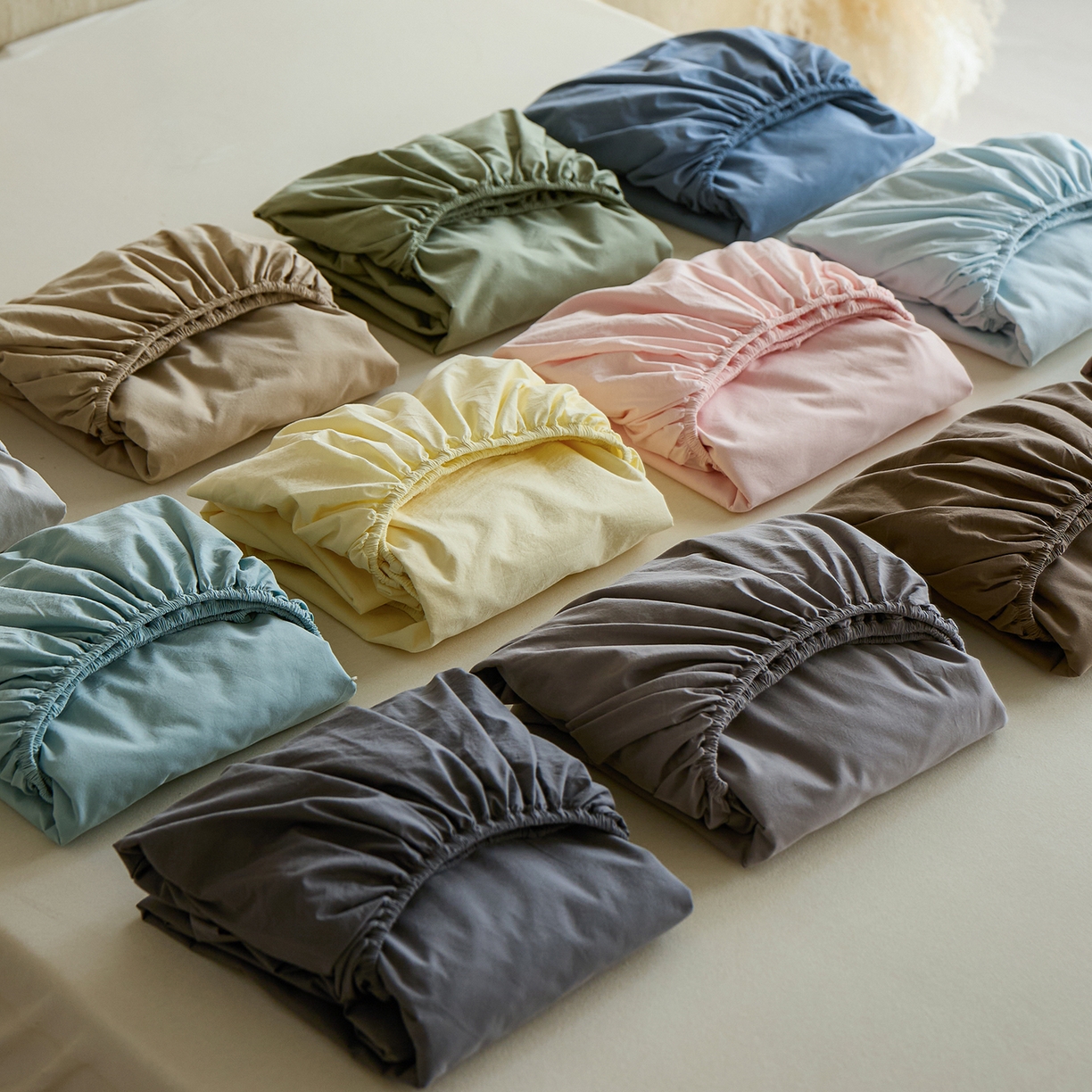 91家纺网 家纺一手货源 找家纺 （总）轩和家居 2025新款全棉高支旧感砂洗长绒棉单床笠