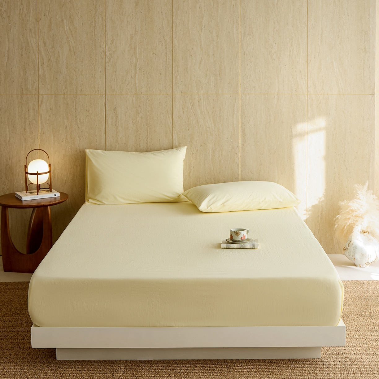 91家纺网 家纺一手货源 找家纺 （总）轩和家居 2025新款全棉高支旧感砂洗长绒棉单床笠