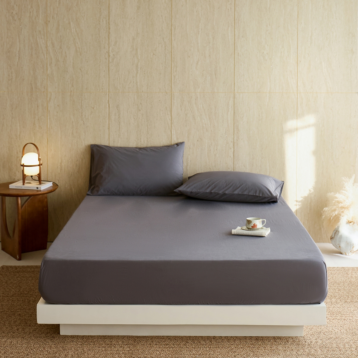 91家纺网 家纺一手货源 找家纺 （总）轩和家居 2025新款全棉高支旧感砂洗长绒棉单床笠