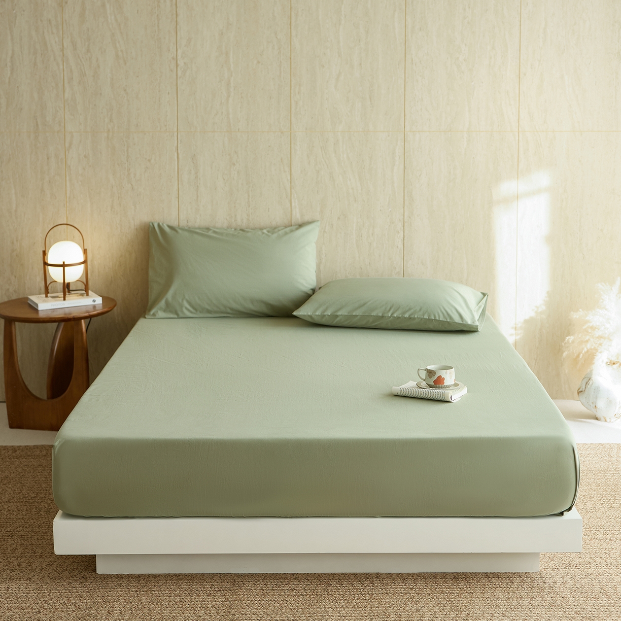 91家纺网 家纺一手货源 找家纺 （总）轩和家居 2025新款全棉高支旧感砂洗长绒棉单床笠