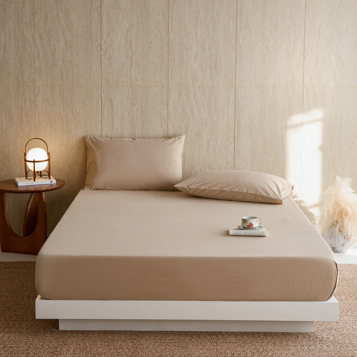 91家纺网 家纺一手货源 找家纺 （总）轩和家居 2025新款全棉高支旧感砂洗长绒棉单床笠