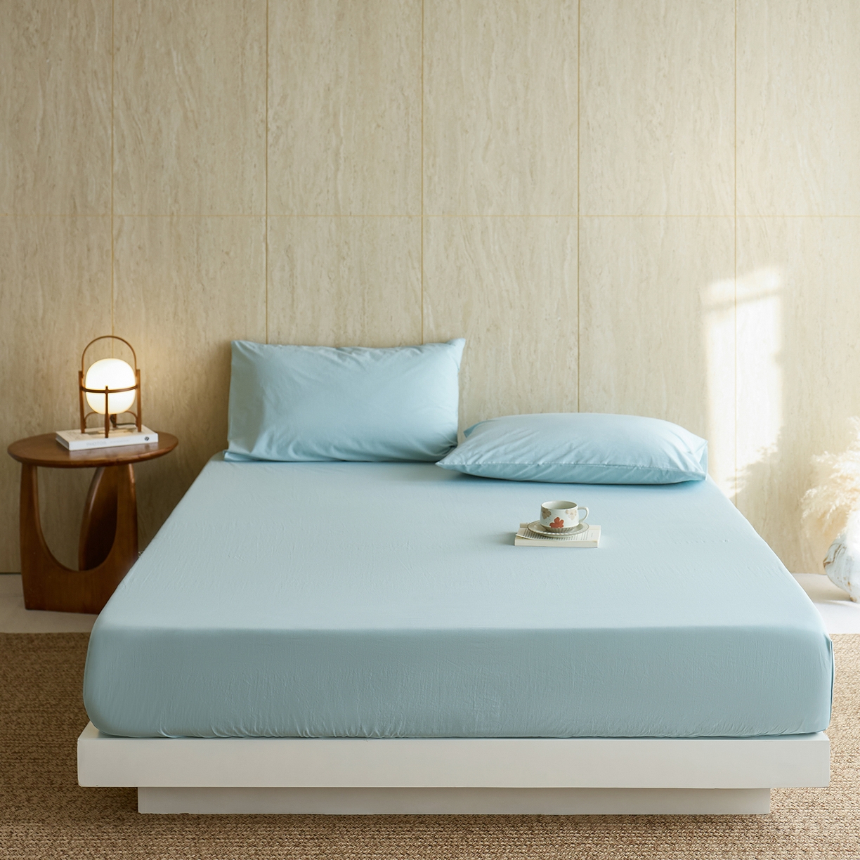 91家纺网 家纺一手货源 找家纺 （总）轩和家居 2025新款全棉高支旧感砂洗长绒棉单床笠