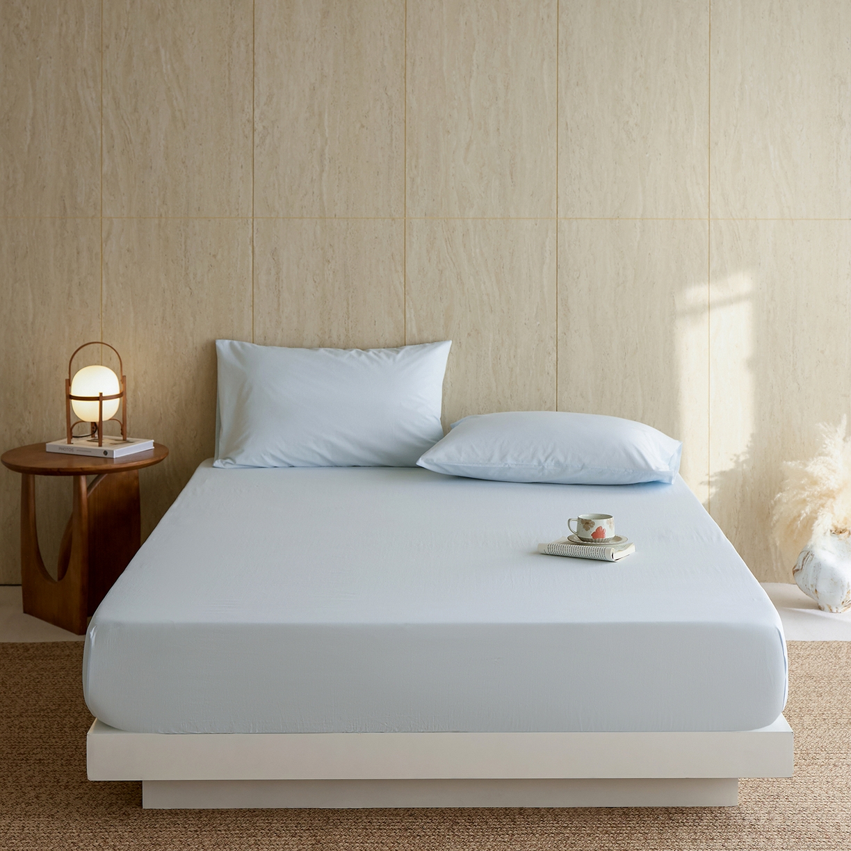 91家纺网 家纺一手货源 找家纺 （总）轩和家居 2025新款全棉高支旧感砂洗长绒棉单床笠