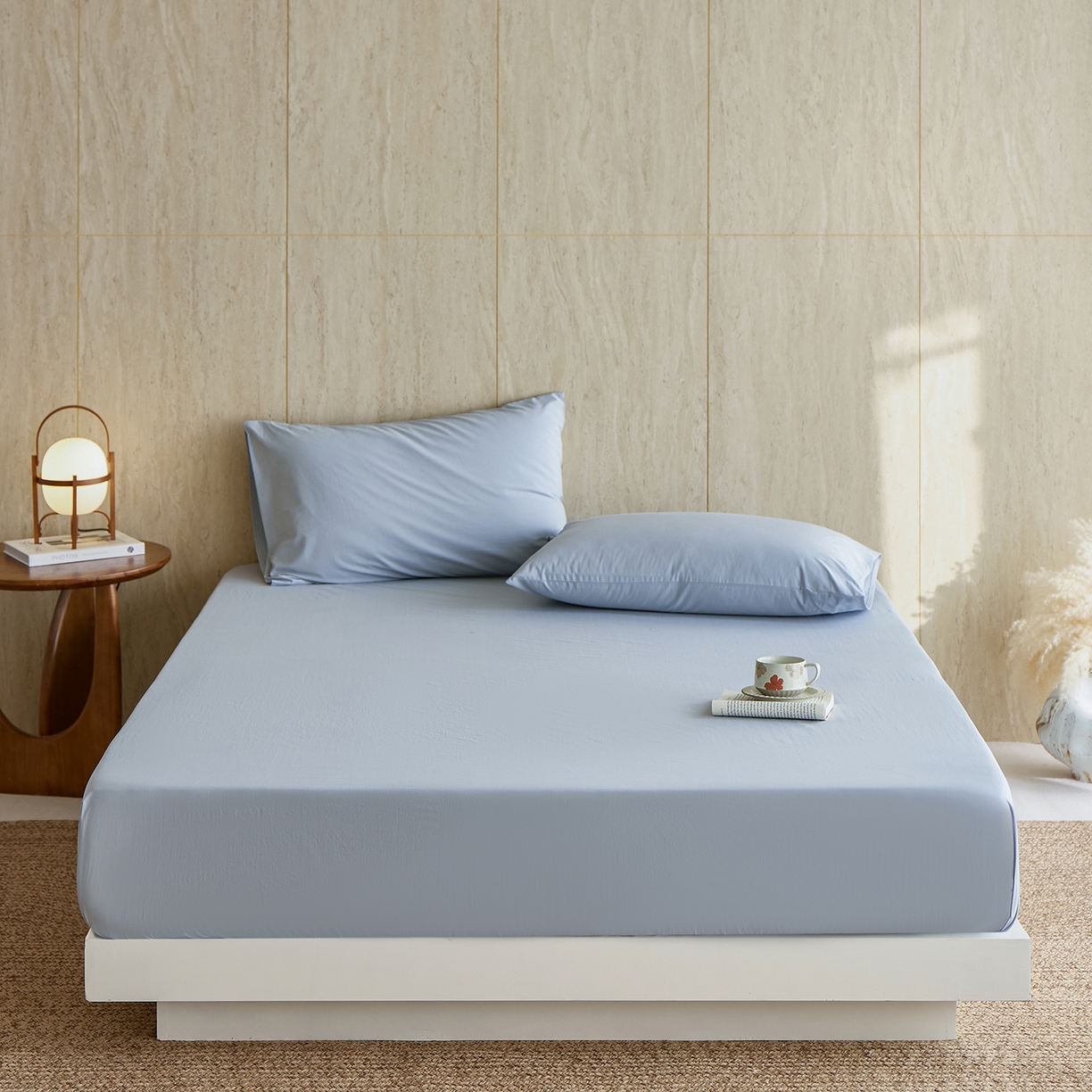 91家纺网 家纺一手货源 找家纺 （总）轩和家居 2025新款全棉高支旧感砂洗长绒棉单床笠