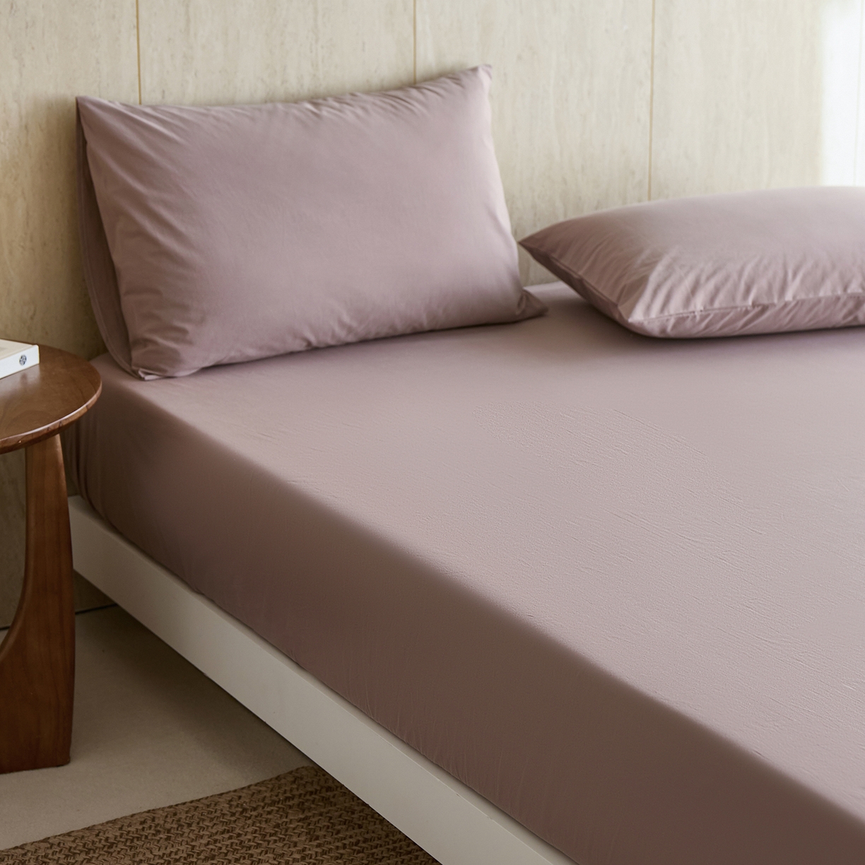 91家纺网 家纺一手货源 找家纺 轩和家居 2025新款全棉高支旧感砂洗长绒棉单床笠 豆沙色