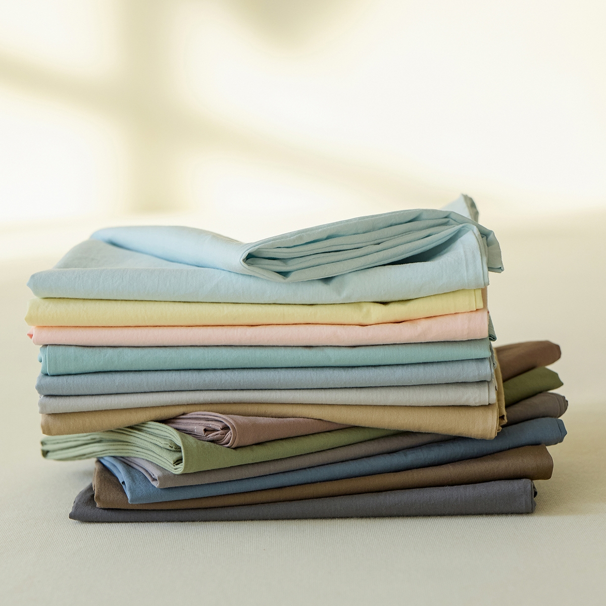 91家纺网 家纺一手货源 找家纺 轩和家居 2025新款全棉高支旧感砂洗长绒棉单床单 组合