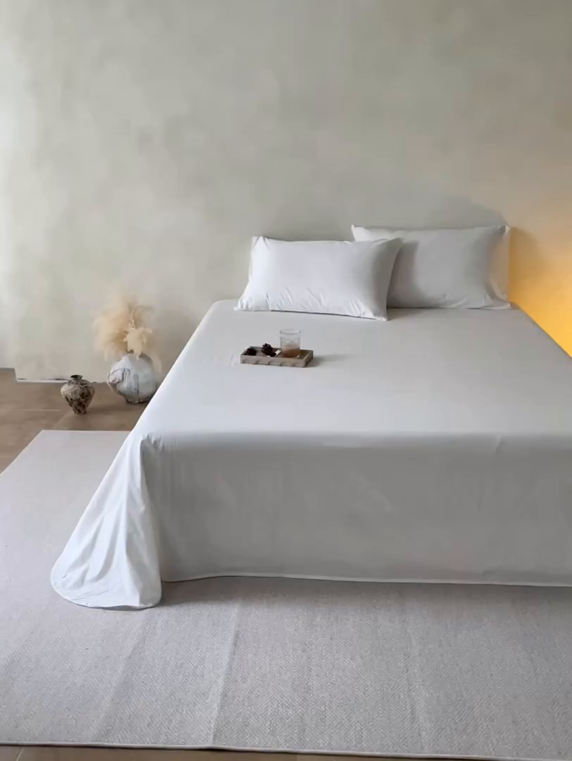 91家纺网 家纺一手货源 找家纺 轩和家居 2025新款全棉高支旧感砂洗长绒棉单床单 浅云白