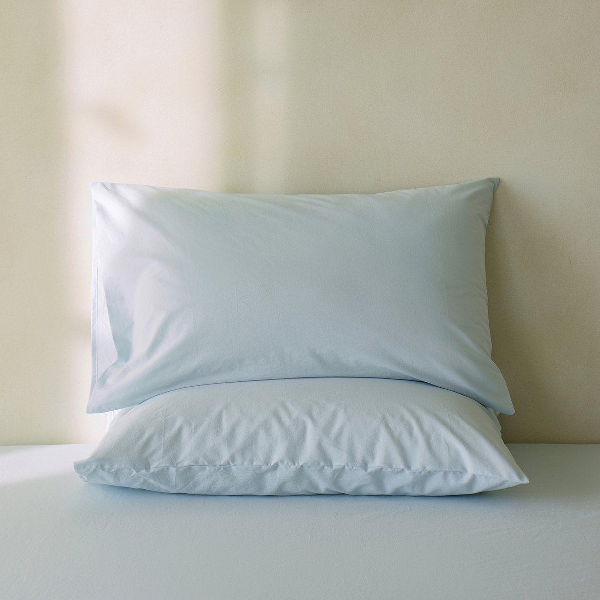 91家纺网 家纺一手货源 找家纺 轩和家居 2025新款全棉高支旧感砂洗长绒棉单床单 天空蓝