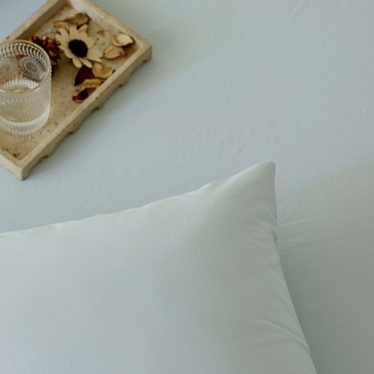 91家纺网 家纺一手货源 找家纺 轩和家居 2025新款全棉高支旧感砂洗长绒棉单床单 天空蓝