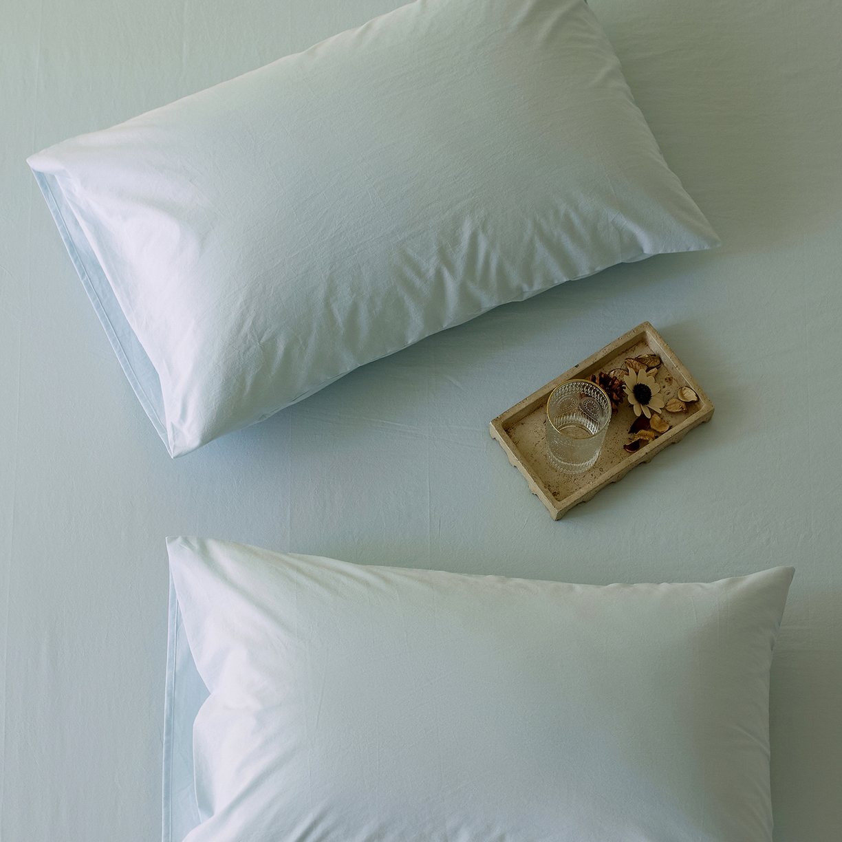 91家纺网 家纺一手货源 找家纺 轩和家居 2025新款全棉高支旧感砂洗长绒棉单床单 天空蓝