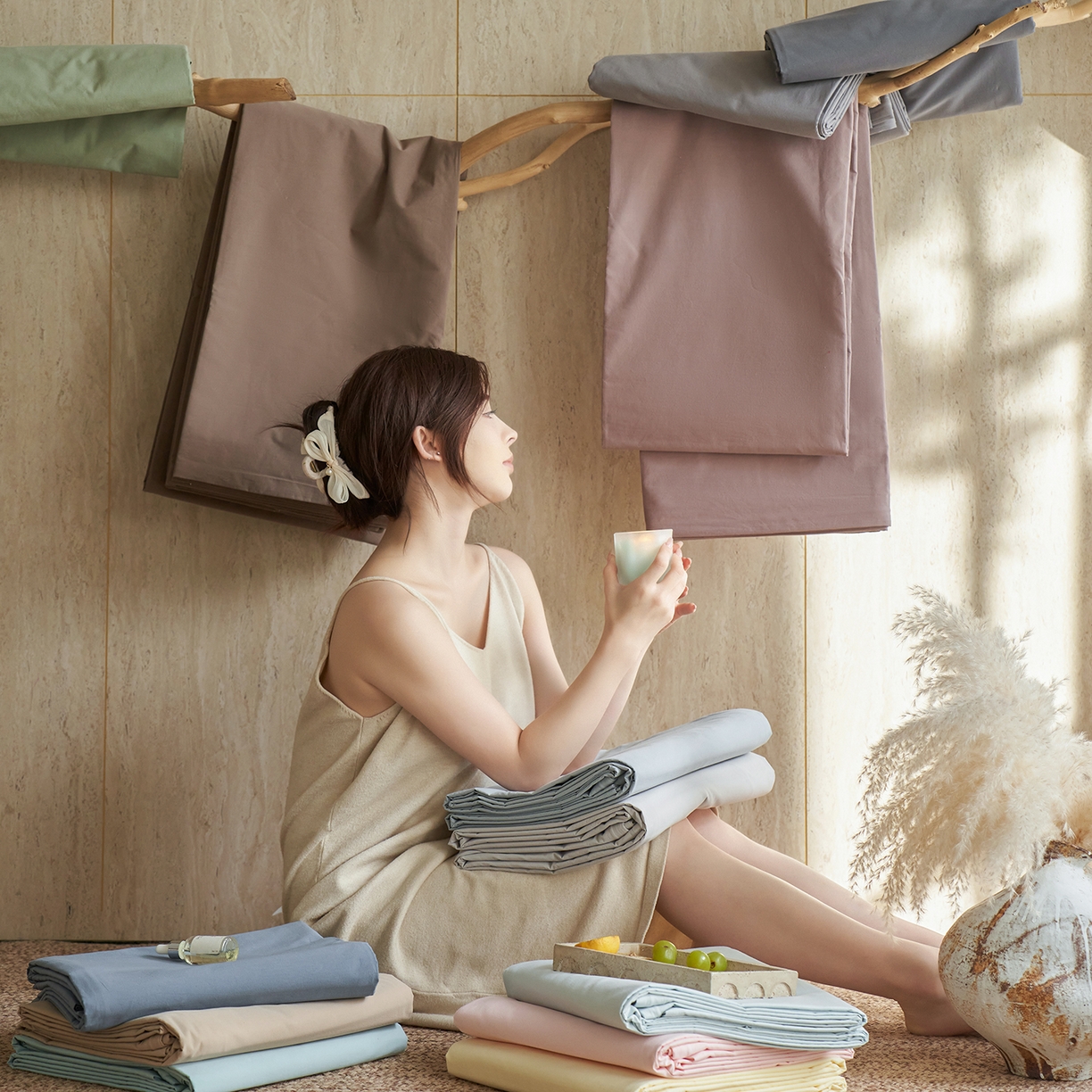 91家纺网 家纺一手货源 找家纺 （总）轩和家居 2025新款全棉高支旧感砂洗长绒棉单被套