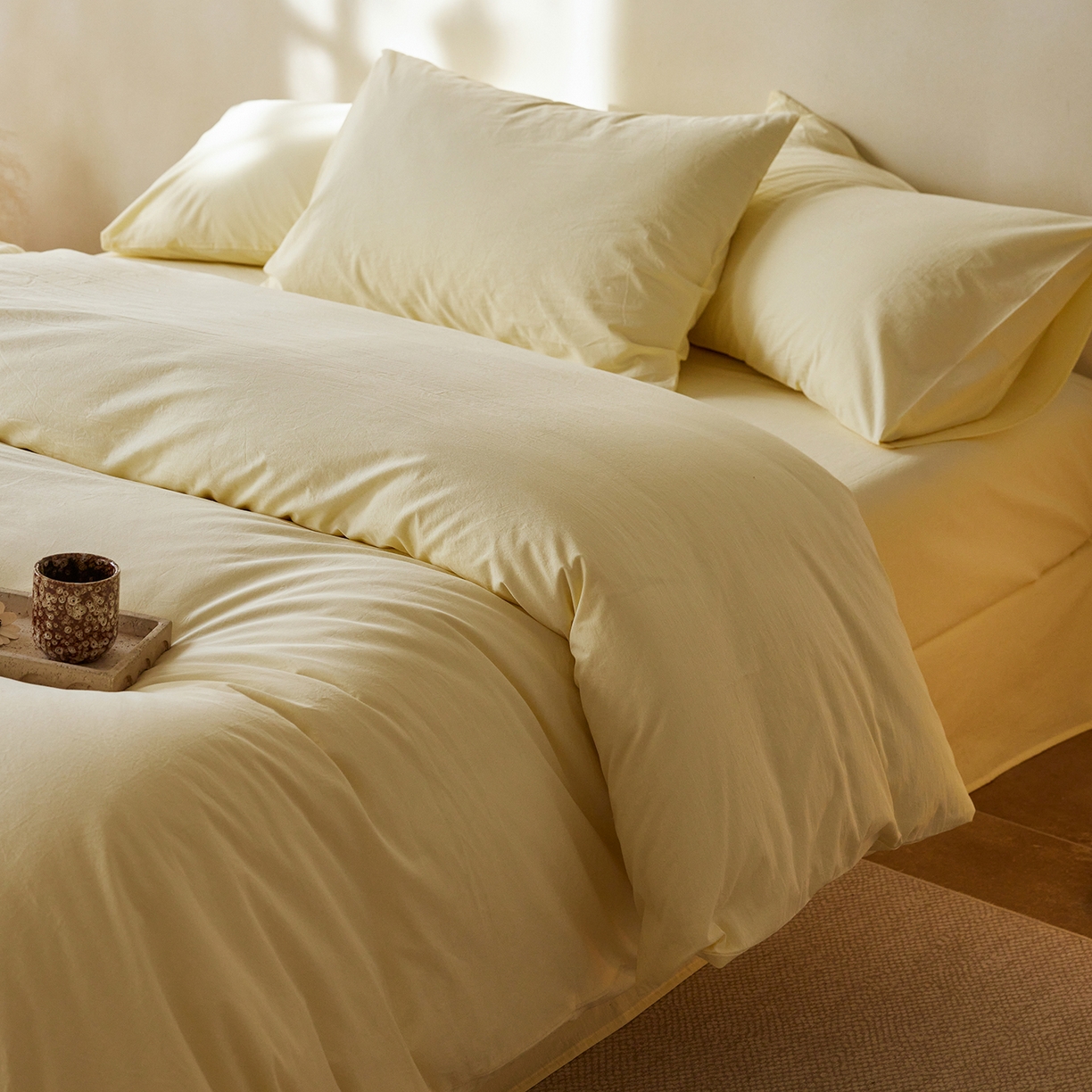 91家纺网 家纺一手货源 找家纺 （总）轩和家居 2025新款全棉高支旧感砂洗长绒棉单被套