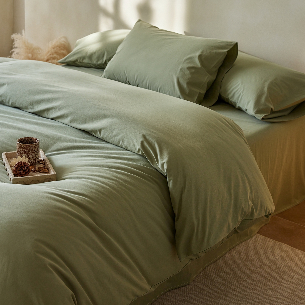 91家纺网 家纺一手货源 找家纺 （总）轩和家居 2025新款全棉高支旧感砂洗长绒棉单被套