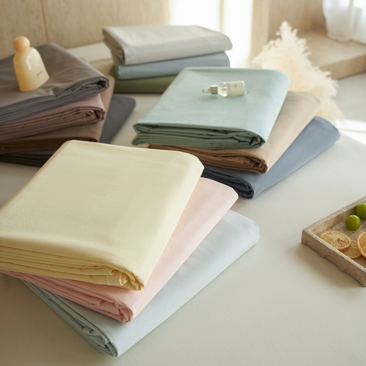 91家纺网 家纺一手货源 找家纺 轩和家居 2025新款全棉高支旧感砂洗长绒棉单被套 组合