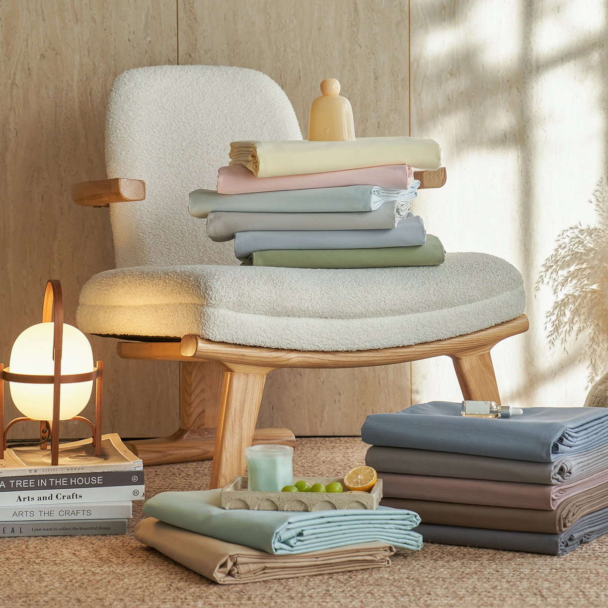 91家纺网 家纺一手货源 找家纺 轩和家居 2025新款全棉高支旧感砂洗长绒棉单被套 组合